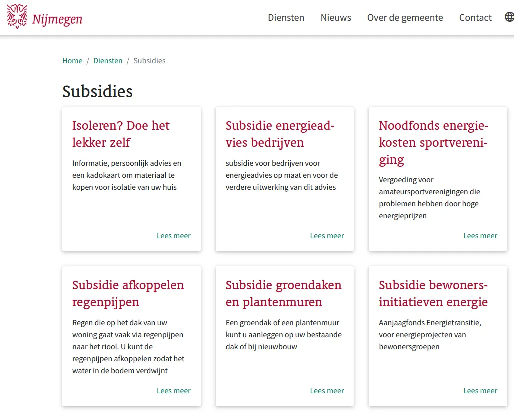 subsidie mogelijkheden bij de gemeente nijmegen